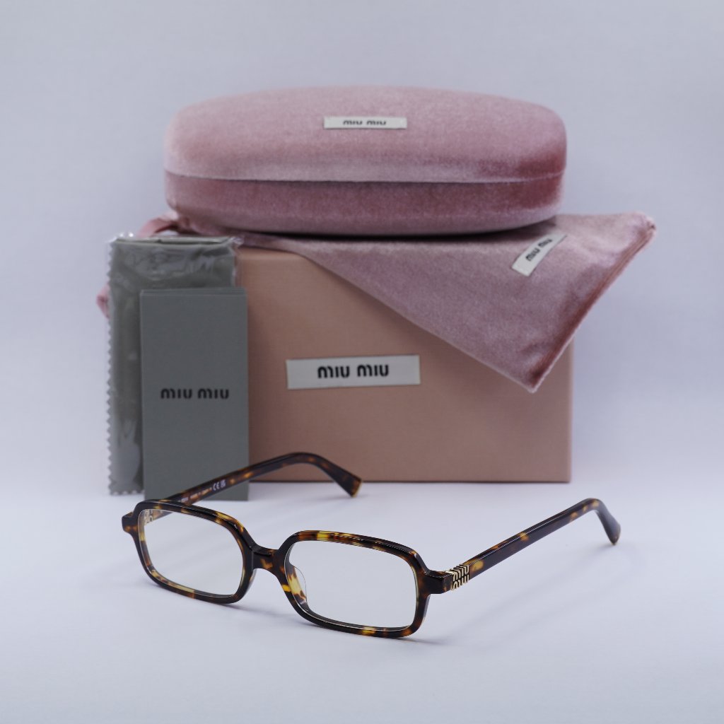 Miu Miu Mu11zs 14l08n Rectangle Sunglasses - Havana / Blue Light Block
